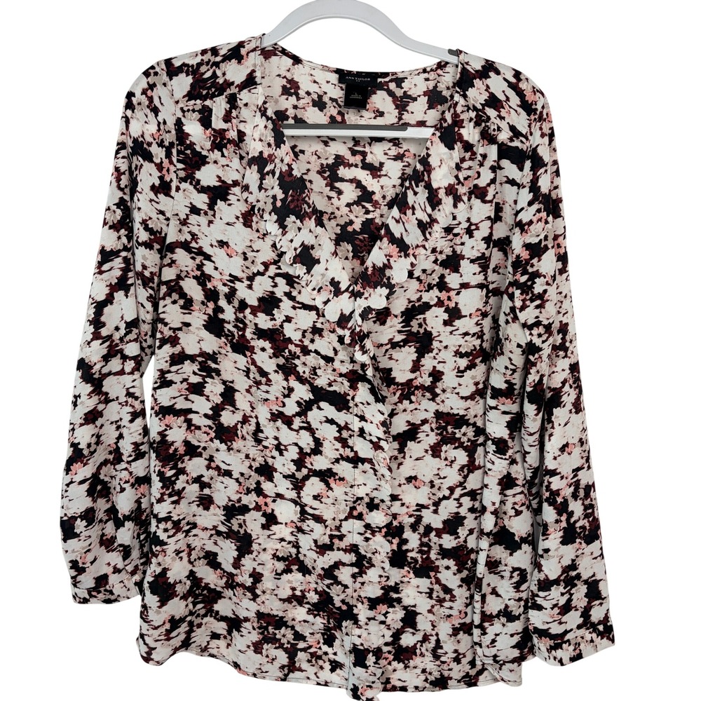 Ann Taylor Blouse L Floral Multicolor